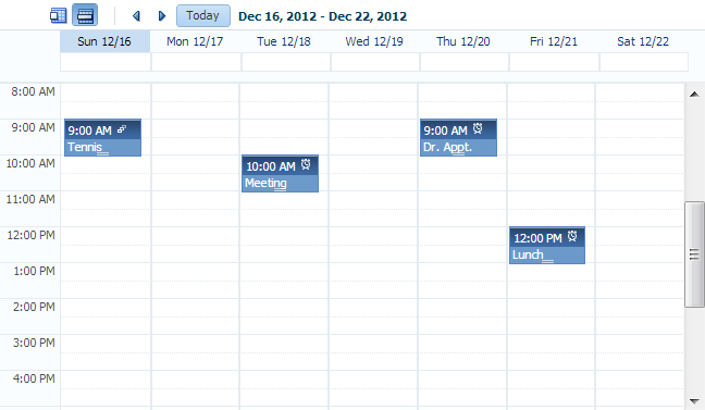 Calendar Configured to Use Only Week and Day Views