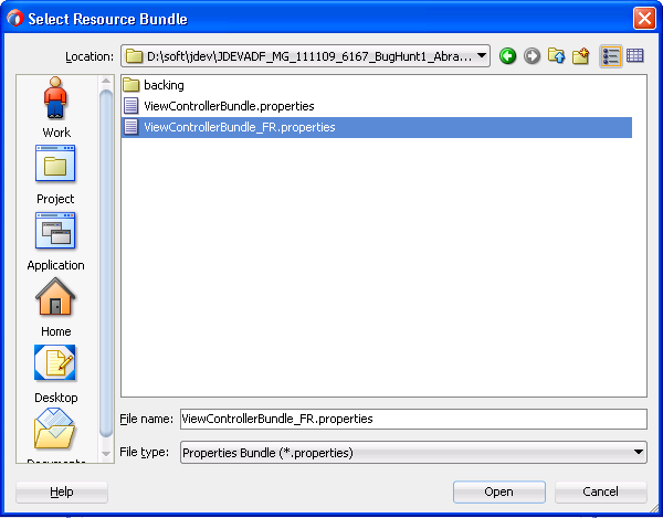 Select Resource Bundle dialog