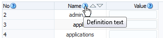 Help icon displayed in column header