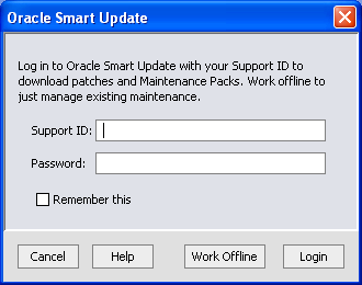 WebLogic Smart Update Login Dialog Box WebLogic Smart Update Login Dialog Box