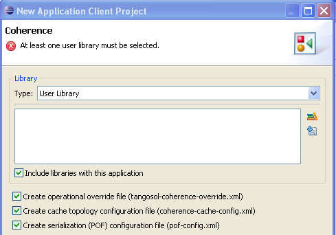 Defining the Coherence user library. Defining the Coherence user library.
