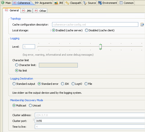 Coherence Tab of the Run Configurations Dialog Box Coherence Tab of the Run Configurations Dialog Box