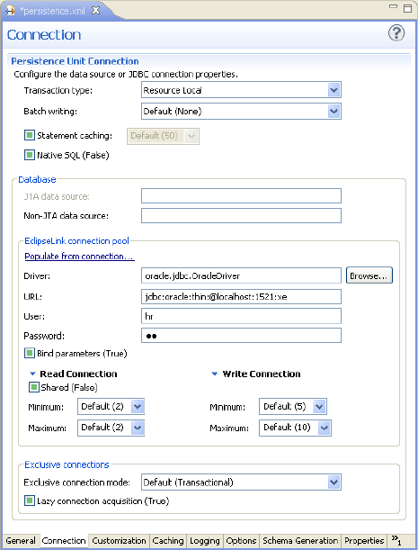 Connection Properties Tab Connection Properties Tab