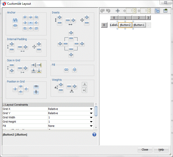 Customize Layout Dialog