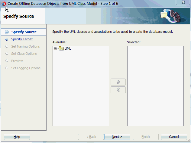 offlie db from uml