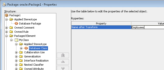 UML Transform Package Dialog