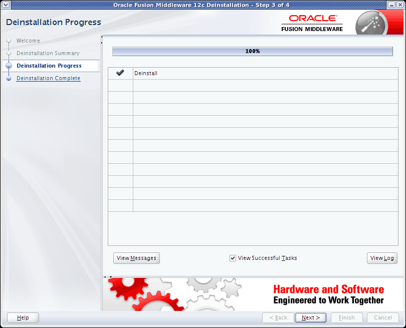 Deinstallation Progress page
