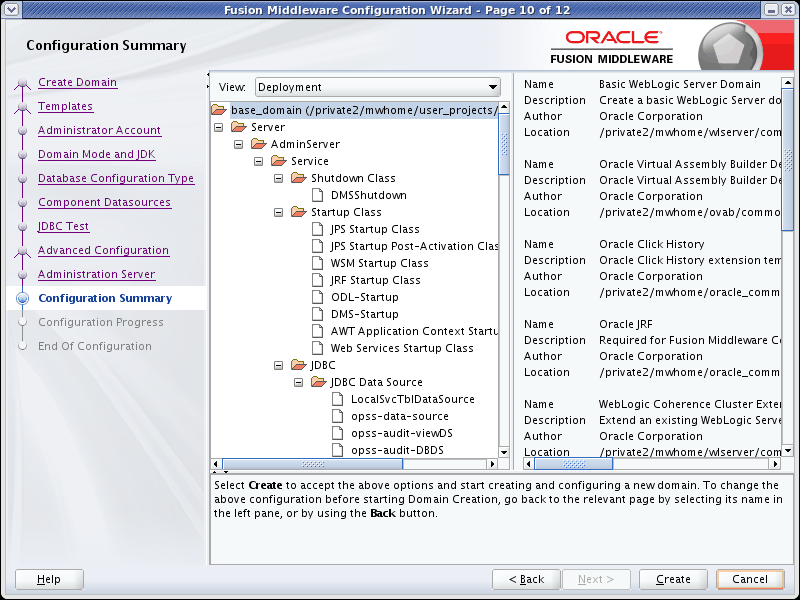 Configuration Summary screen Configuration Summary screen