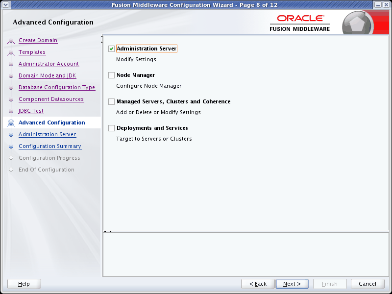 Advanced Configuration screen Advanced Configuration screen