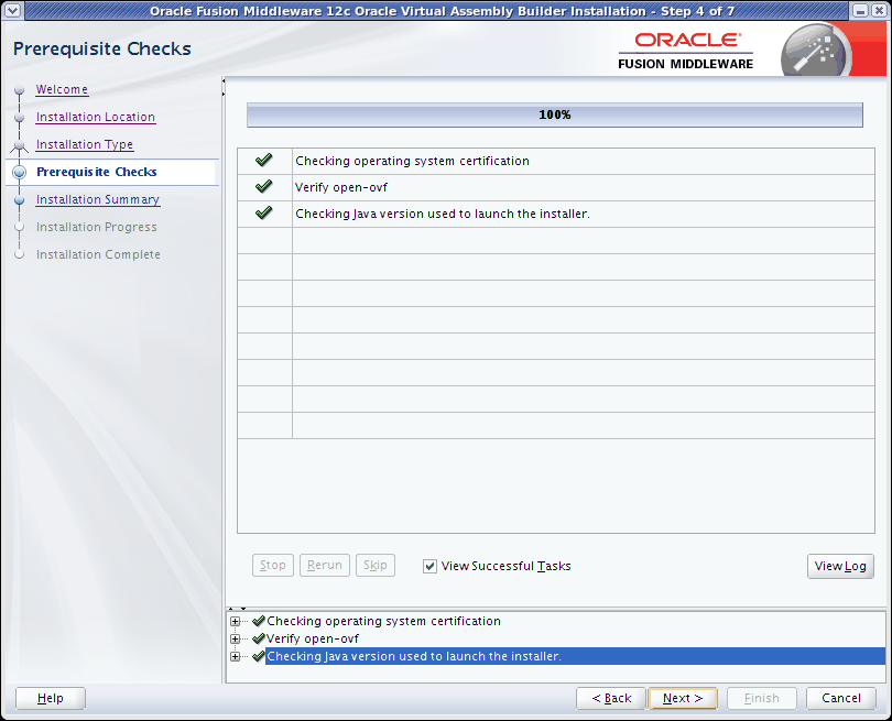 Prerequisite Checks page