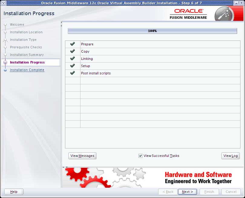 Installation Progress page