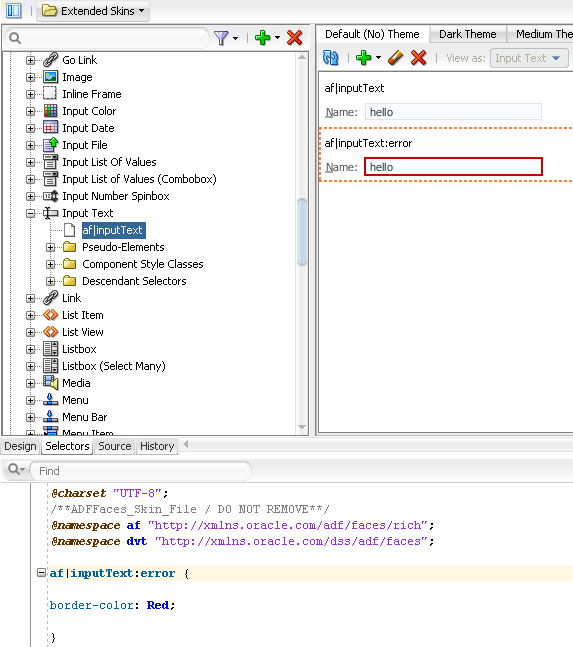 Style Property for an Input Text Component&rsquo;s Error Message