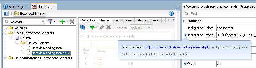 Inherited Values for sort-ascending-icon-style Selector
