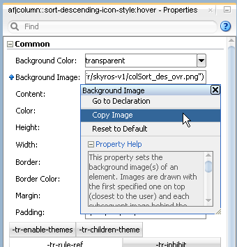 Copy Image Menu to Import an Image into ADF Skin