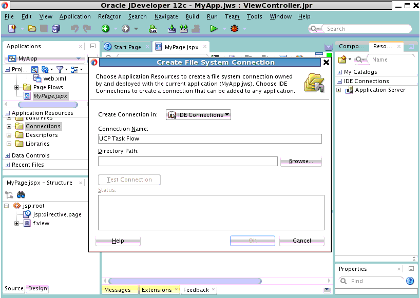 The create file system connection wizard The create file system connection wizard