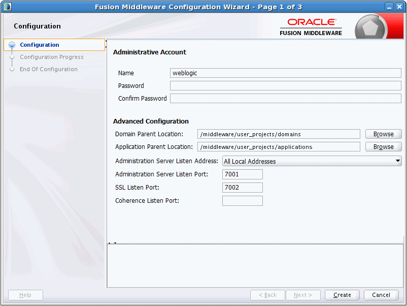 Configuration screen Configuration screen