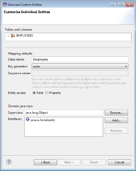 Customize Individual Entities Dialog Box Customize Individual Entities Dialog Box