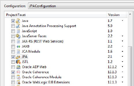 Project Facets for a JPA Project Project Facets for a JPA Project
