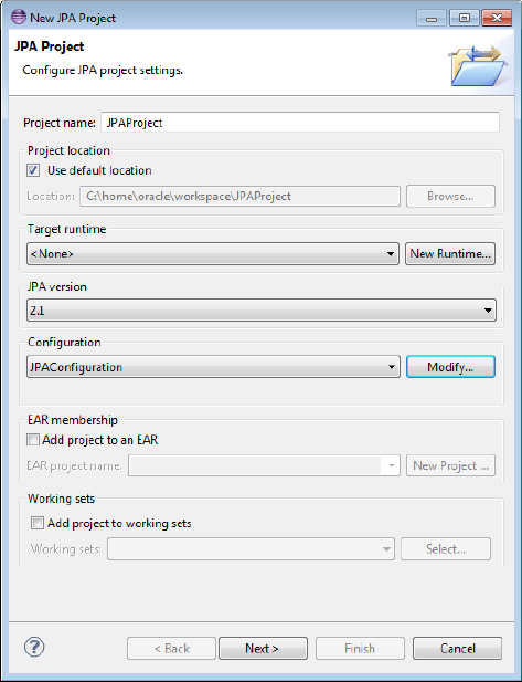 Contents of the JPA Projects Dialog Box Contents of the JPA Projects Dialog Box