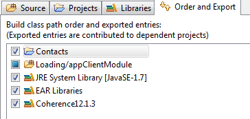 Order and Export Tab for the Loading Project