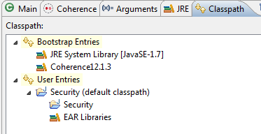 Classpath for the Security Cache Server