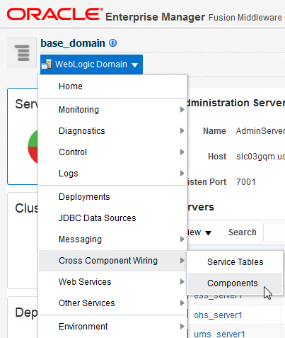 Domain menu options