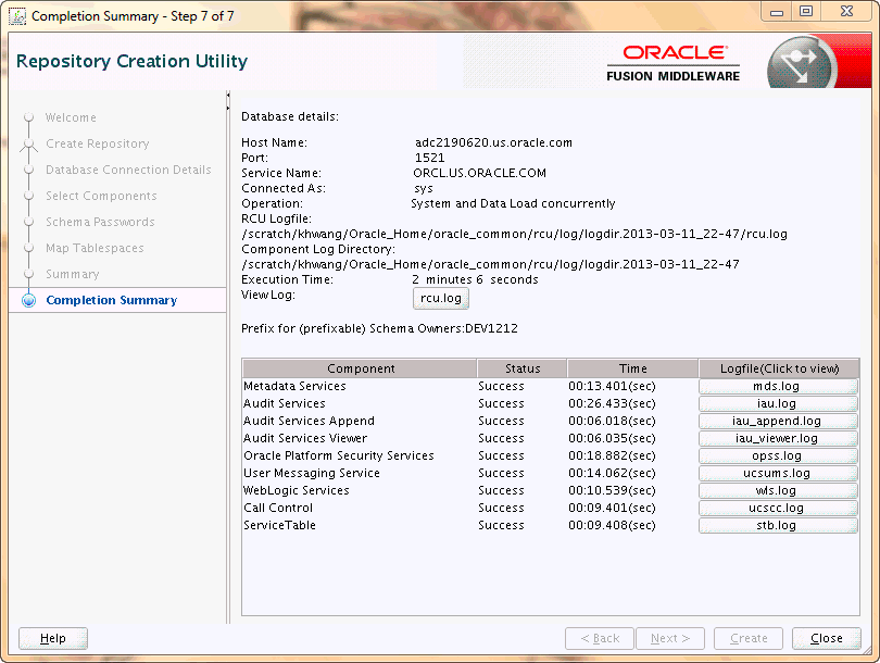 rcu repository creation complete screen rcu repository creation complete screen