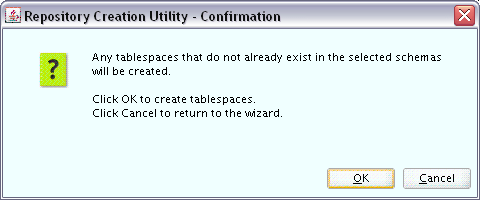 map tablespaces confirmation screen map tablespaces confirmation screen