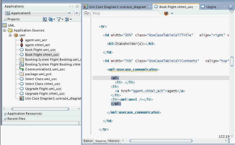 use case in editor, communication selected