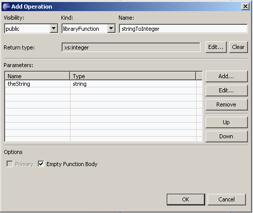 The Add Operation dialog lets you add a library function. The Add Operation dialog lets you add a library function.