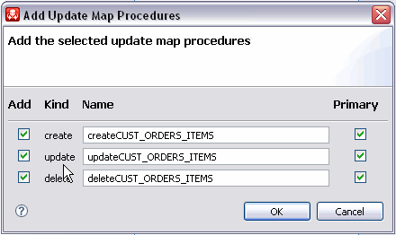 Adds selected procedures to the data service.
