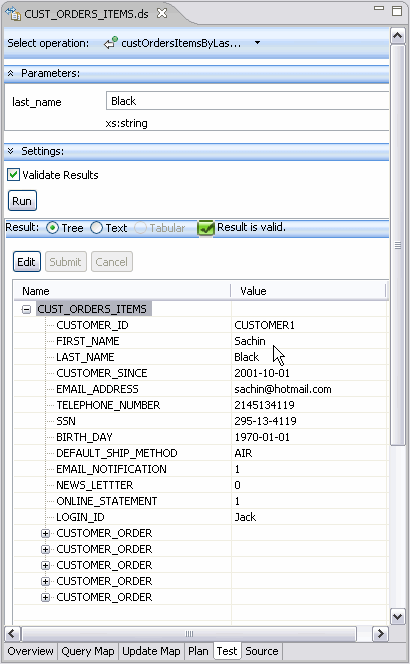Change element in test view