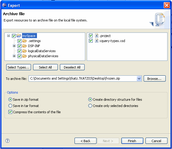 Export dialog
