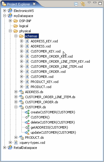 Expanded view of project explorer