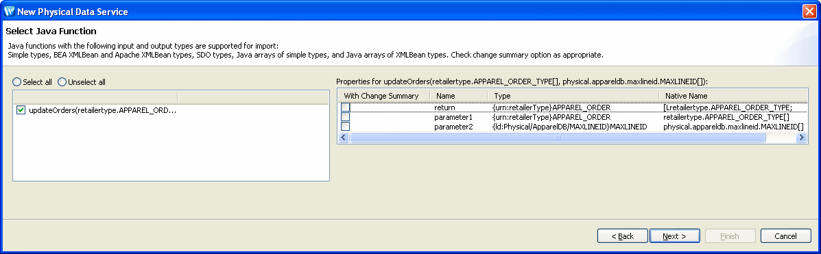 Select Java function.