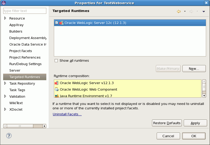 Selecting the Targeted Runtime Selecting the Targeted Runtime