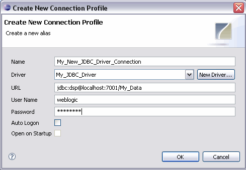 Create New Connection Profile dialog Create New Connection Profile dialog