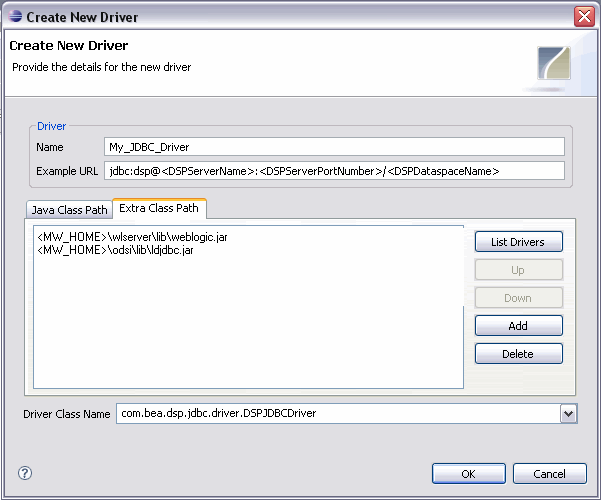 Create New Driver dialog