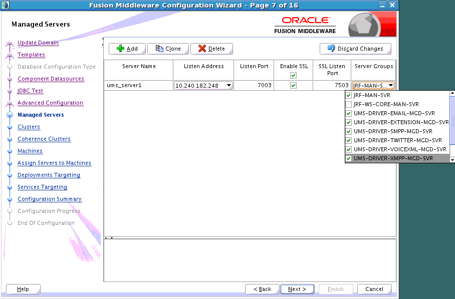 FMW Config wizard to specify server groups FMW Config wizard to specify server groups