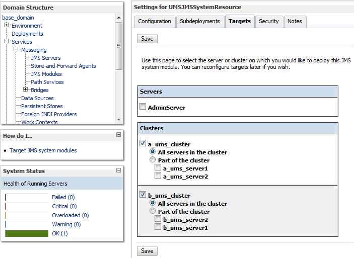 UMSJMSSystemResources page UMSJMSSystemResources page
