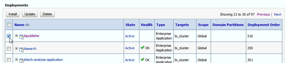 Locate bipublisherserver in the table