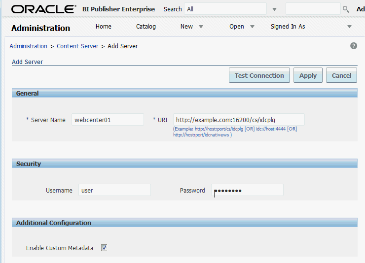Add Content Server screen