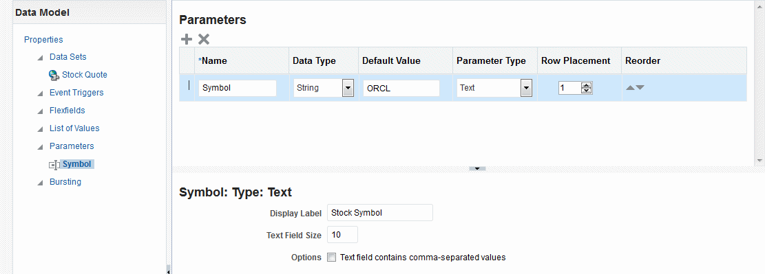 Creating the parameter