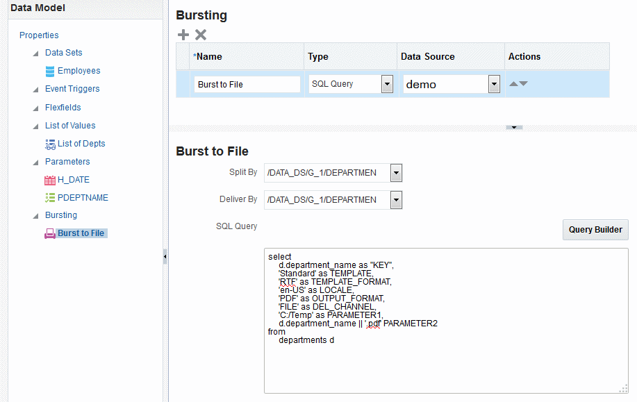 Sample bursting query