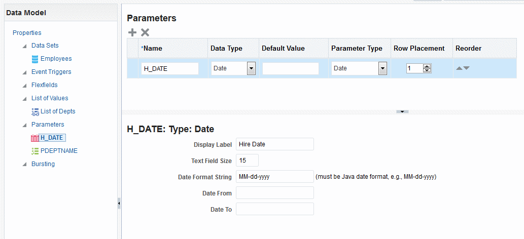 Date parameter definition
