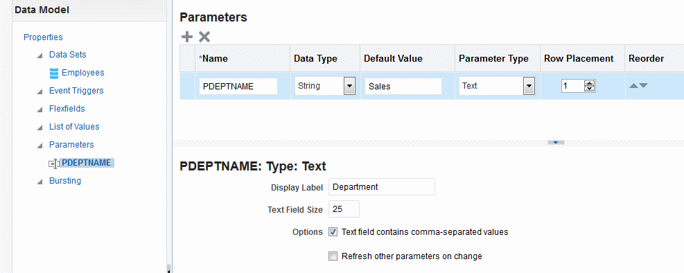Text Parameter Definition