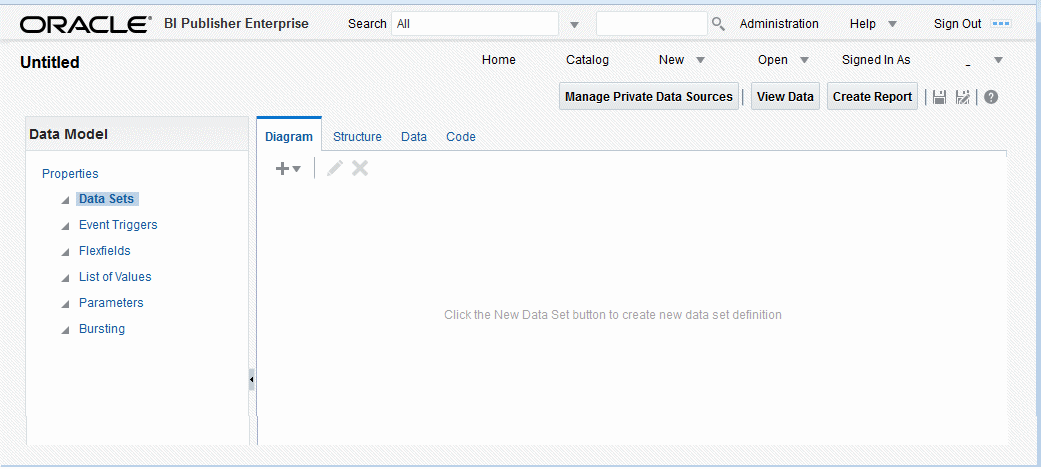 Data Model Editor interface
