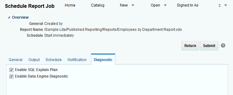 Diagnostics tab