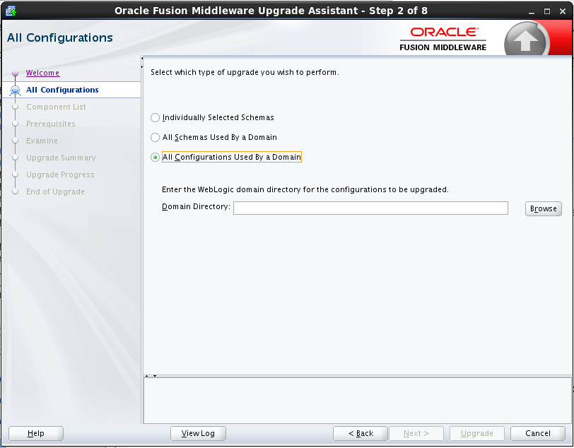 all configurations that are used by this domain will be included in the upgrade. all configurations that are used by this domain will be included in the upgrade.