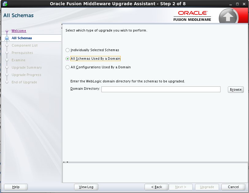 all schemas in the domain will be upgraded when this option is selected all schemas in the domain will be upgraded when this option is selected